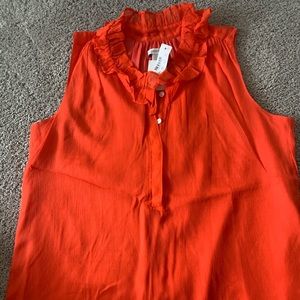 JCrew Sleeveless Ruffle Collar Cami NWT 12 Orange